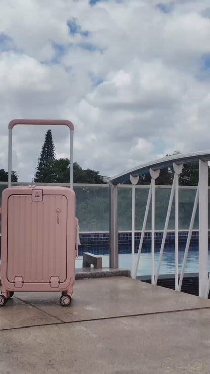 LUGGIT SFO -Cabin Trolley Bag , Front Opening-Pink