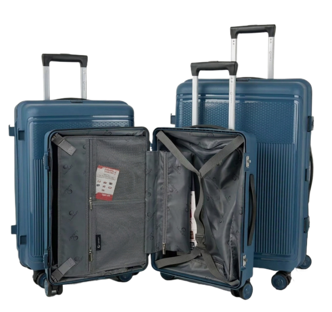 LUGGIT Osaka – 3-Piece Premium Trolley Luggage Set | Zipperless Design | TSA Lock- Petroleum Blue
