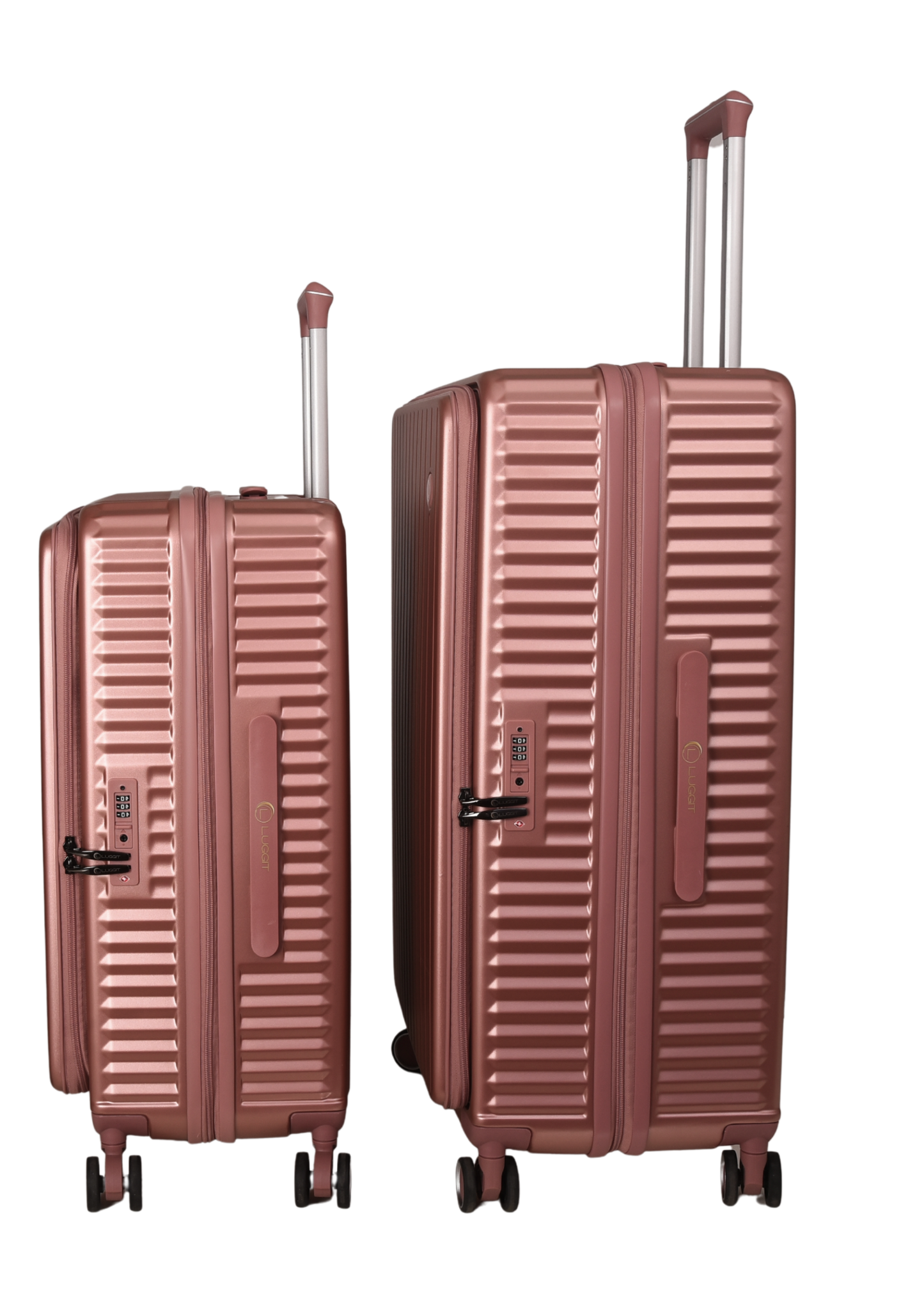 LUGGIT SFO 2.0 Premium Trolley Bag set of 3 ,SmartView Wide Opening Design,TSA Lock, Polycarbonate Hard Shell, Rose Gold