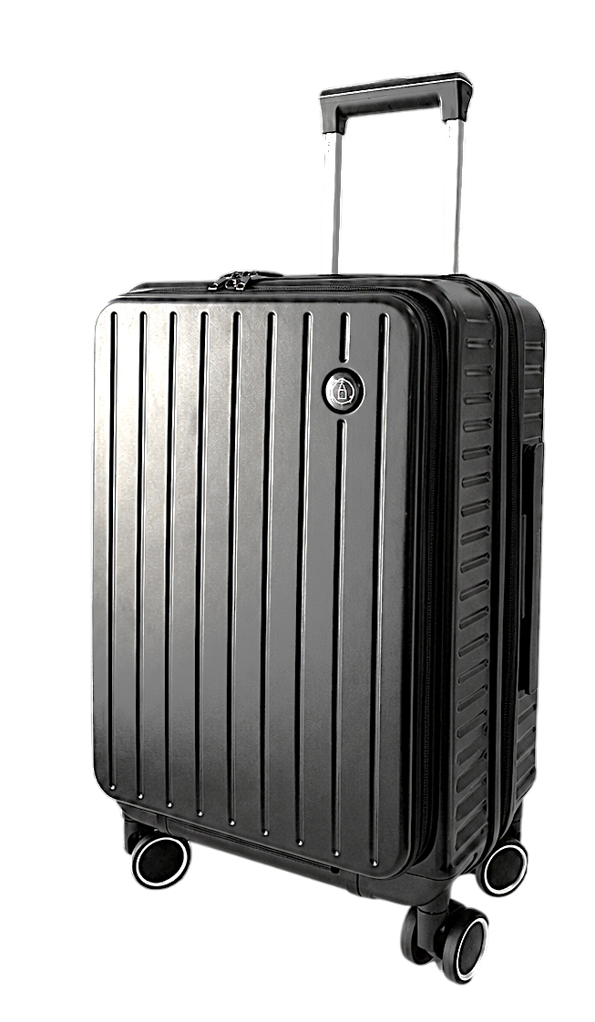 LUGGIT SFO 2.0 Premium Trolley Bag ,SmartView Wide Opening Design,TSA Lock, Polycarbonate Hard Shell, Black