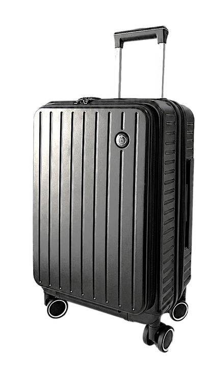 LUGGIT SFO 2.0 Premium Trolley Bag ,SmartView Wide Opening Design,TSA Lock, Polycarbonate Hard Shell, Black