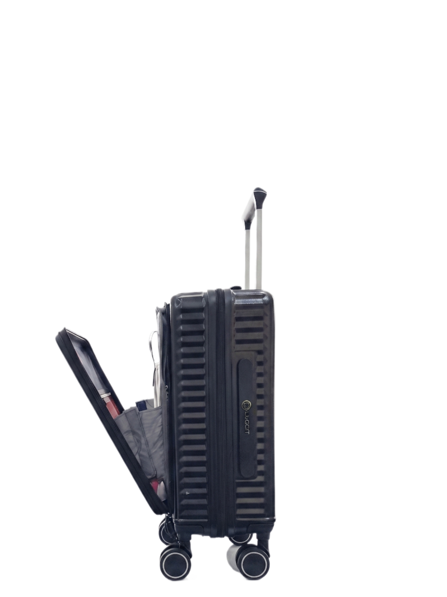 LUGGIT SFO 2.0 Premium Trolley Bag ,SmartView Wide Opening Design,TSA Lock, Polycarbonate Hard Shell, Black