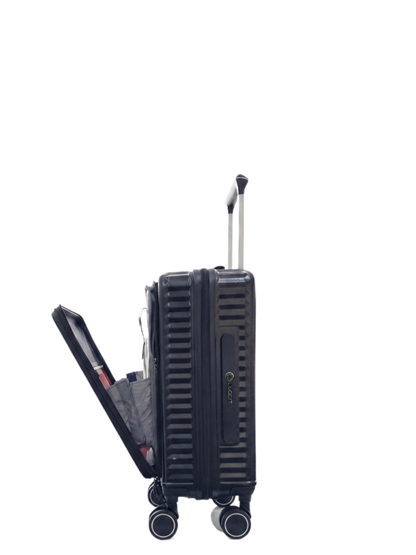 LUGGIT SFO 2.0 Premium Trolley Bag ,SmartView Wide Opening Design,TSA Lock, Polycarbonate Hard Shell, Black