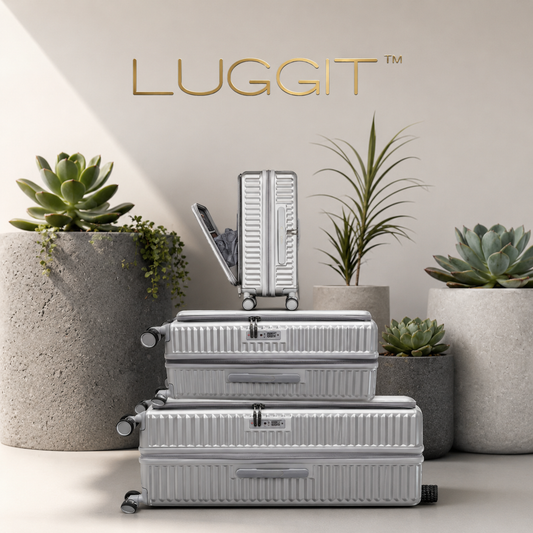 LUGGIT SFO 2.0 Premium Trolley Bag set of 3,SmartView Wide Opening Design,TSA Lock, Polycarbonate Hard Shell,Grey