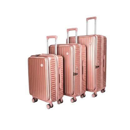 LUGGIT SFO 2.0 Premium Trolley Bag ,SmartView Wide Opening Design,TSA Lock, Polycarbonate Hard Shell, Rose Gold