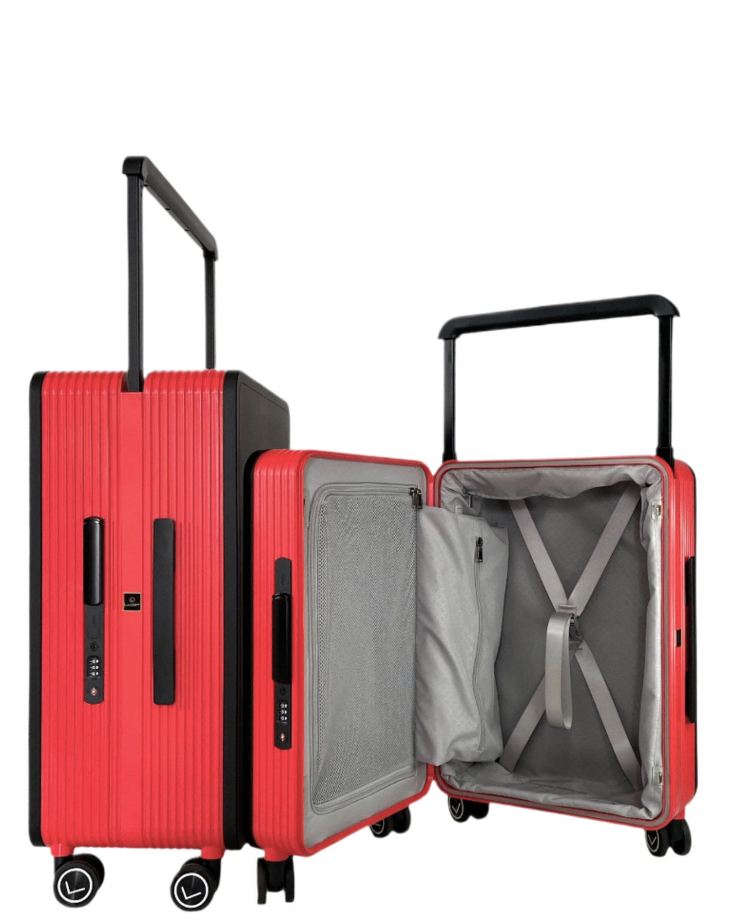 LUGGIT Premium Plus Cabin & Check in Luggage set of 2  Dual Tone Black/Red