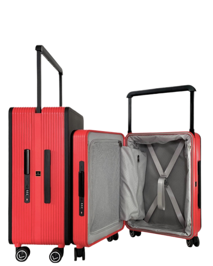 LUGGIT Premium Plus Cabin & Check in Luggage set of 2  Dual Tone Black/Red