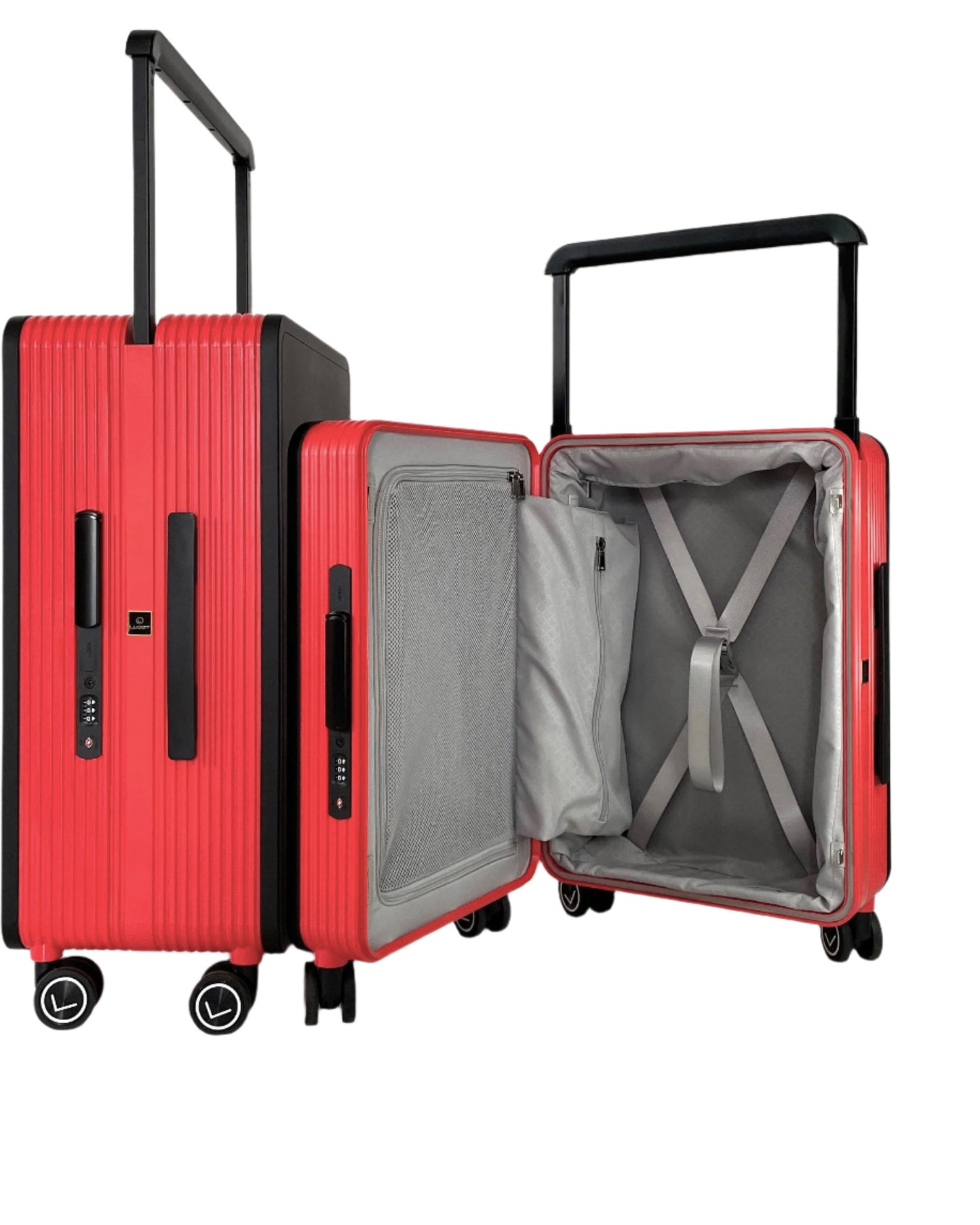 LUGGIT Premium Plus 20" Cabin & 24" Check in Luggage set of 2 Pc Dual Tone Black/Red