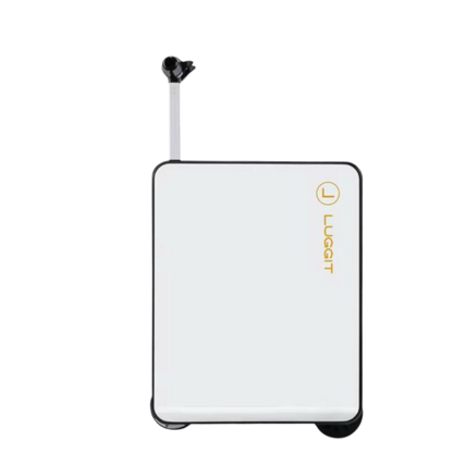 White suitcase with a visible innovative luggage luggit

