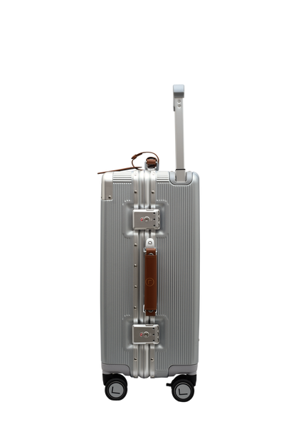 premium silver trolley bag spinner wheels durable travel luggage