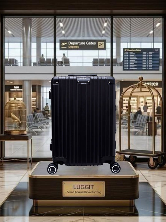 LUGGIT Smart Pro Max Fingerprint Cabin & Check in Premium Trolley bag, Black