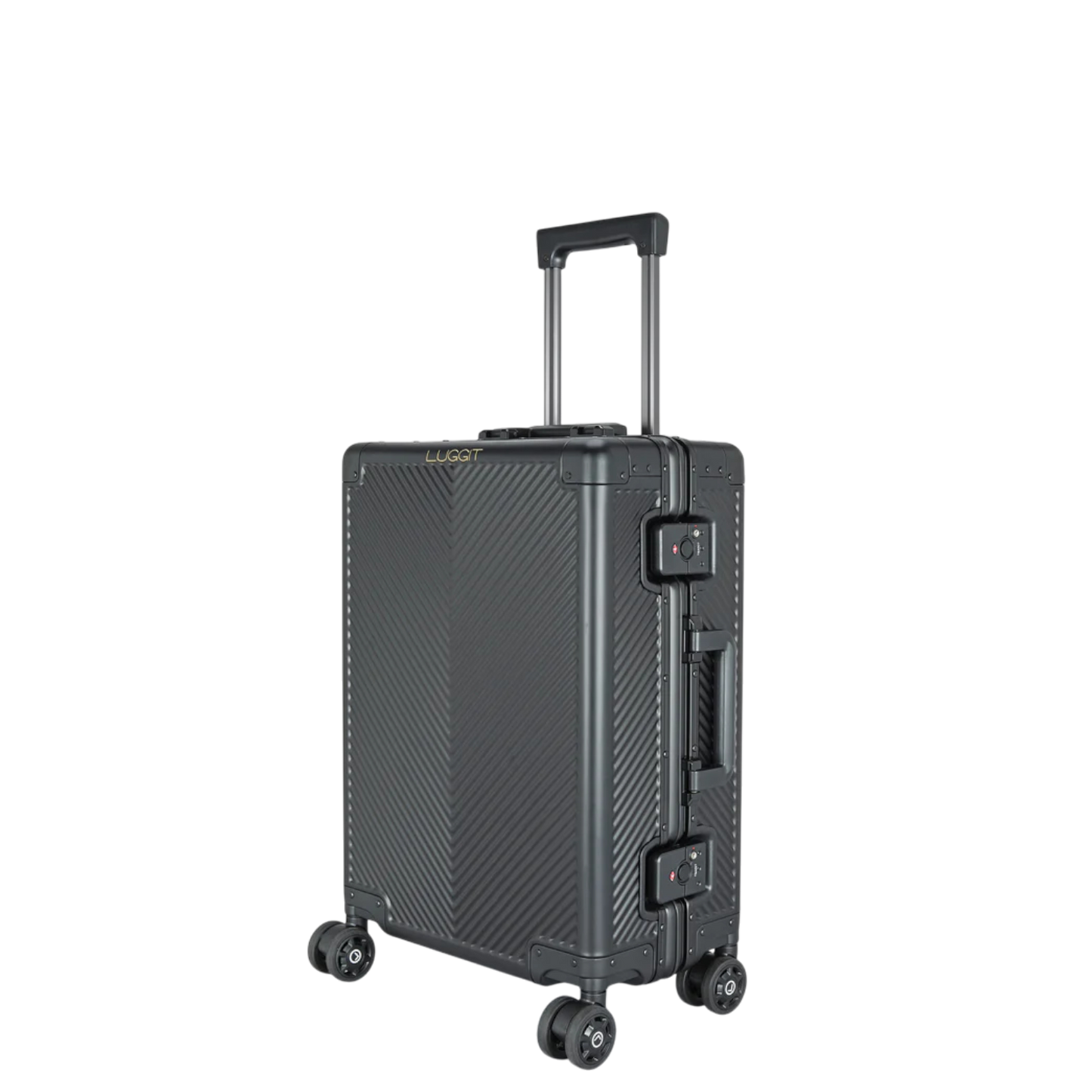 LUGGIT - Sovereign Circle Full  Aluminium Trolley -Cabin Luggage-Black