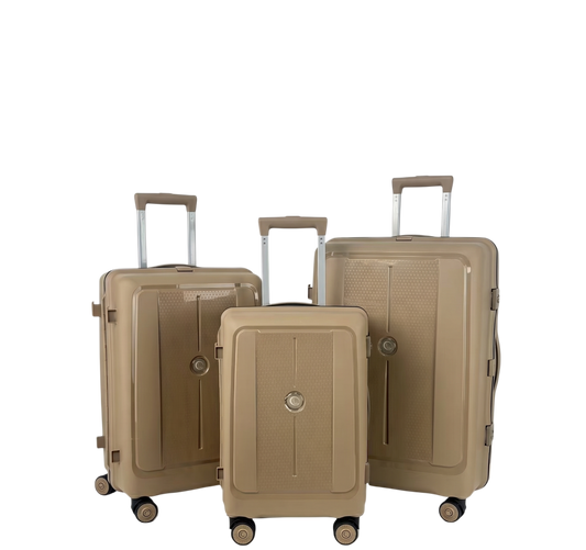 LUGGIT Tokyo Zipperless Premium Polypropylene Trolley Bag set of 3,TSA Lock ,Champagne