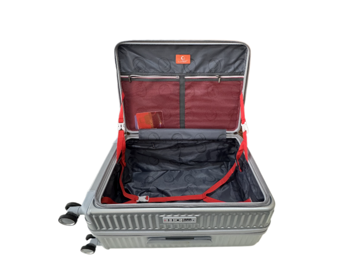 LUGGIT SFO 2.0 Premium Trolley Bag ,SmartView Wide Opening Design,TSA Lock, Polycarbonate Hard Shell,Grey