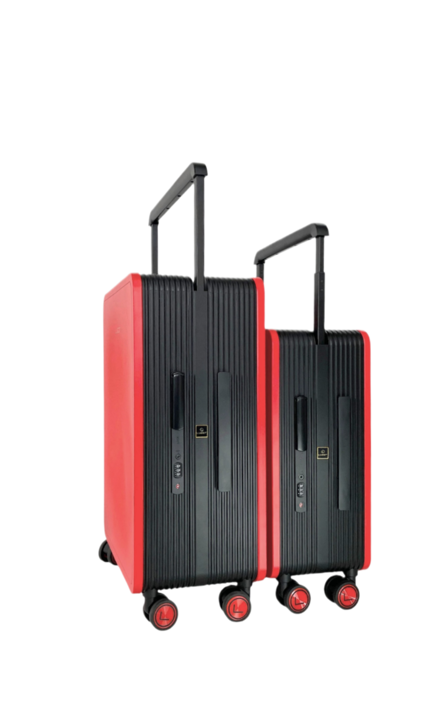 Two red and black suitcases luggit