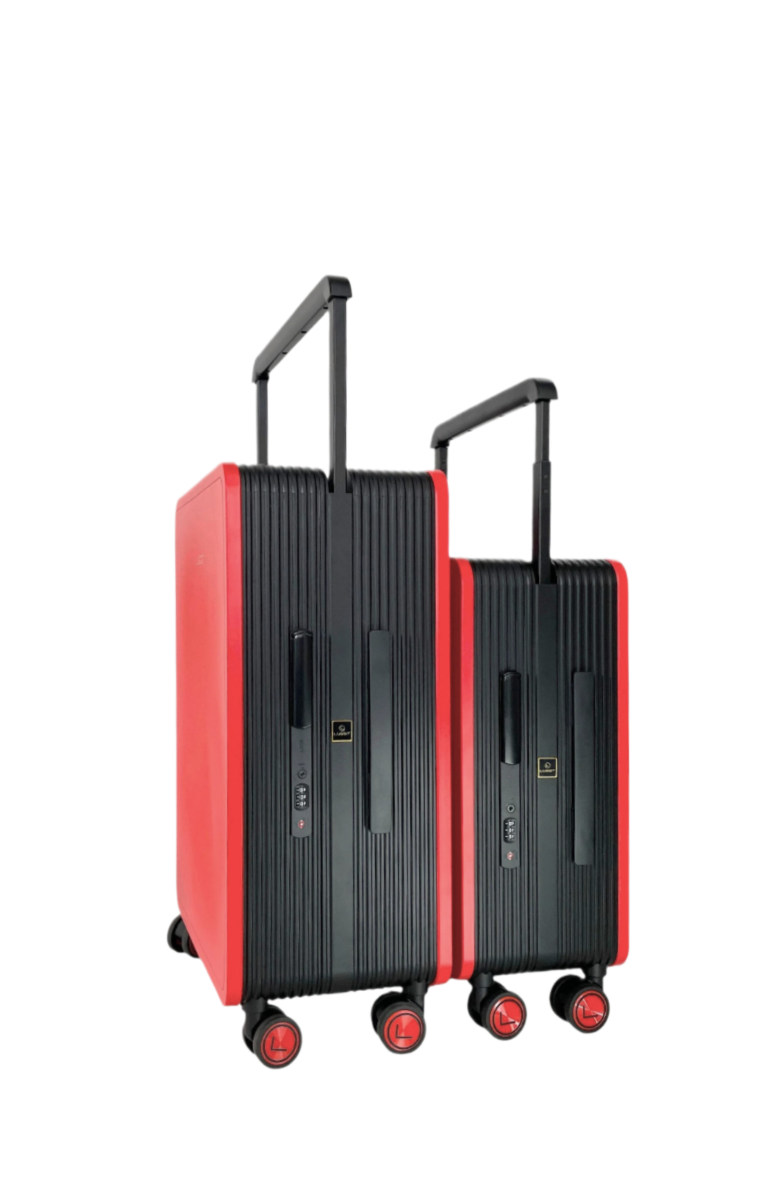 Two red and black suitcases luggit