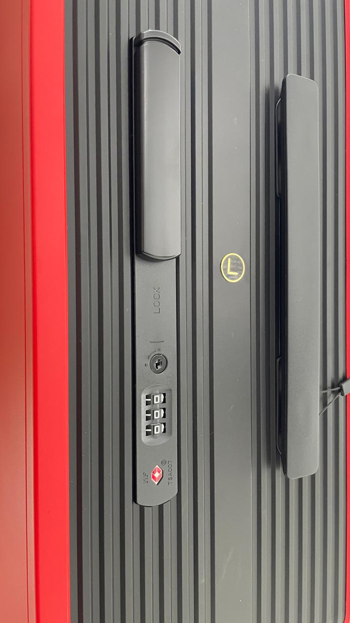 dual tone black red suitcase set cabin and check-in luggage modern design