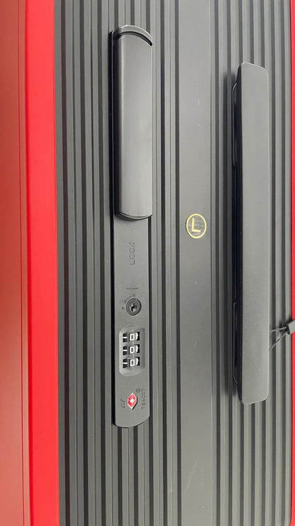 dual tone black red suitcase set cabin and check-in luggage modern design