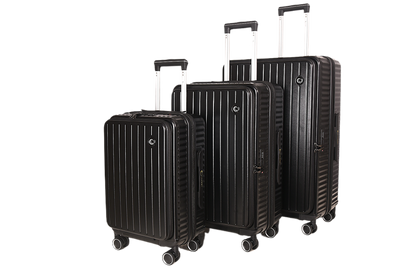 LUGGIT SFO 2.0 Premium Trolley Bag set of 3 ,SmartView Wide Opening Design,TSA Lock, Polycarbonate Hard Shell, Black