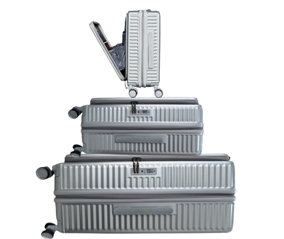 LUGGIT SFO 2.0 Premium Trolley Bag set of 3,SmartView Wide Opening Design,TSA Lock, Polycarbonate Hard Shell,Grey