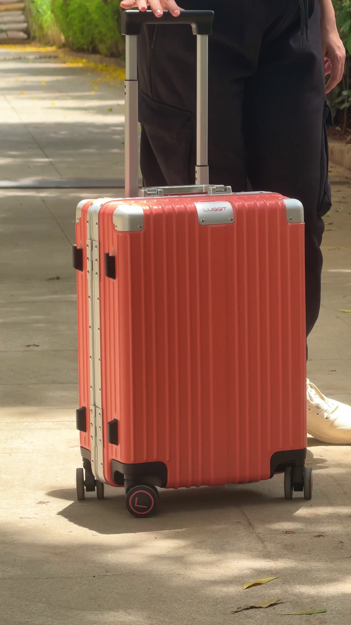 LUGGIT Smart Pro Max Fingerprint Cabin & Check in Trolley bag set of 2, Coral Gold