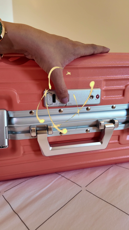 LUGGIT Smart Pro Max Fingerprint Cabin & Check in Trolley bag set of 2, Coral Gold