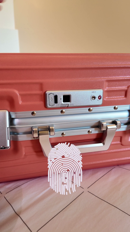 LUGGIT Smart Pro Max Fingerprint Cabin & Check in Trolley bag set of 2, Coral Gold