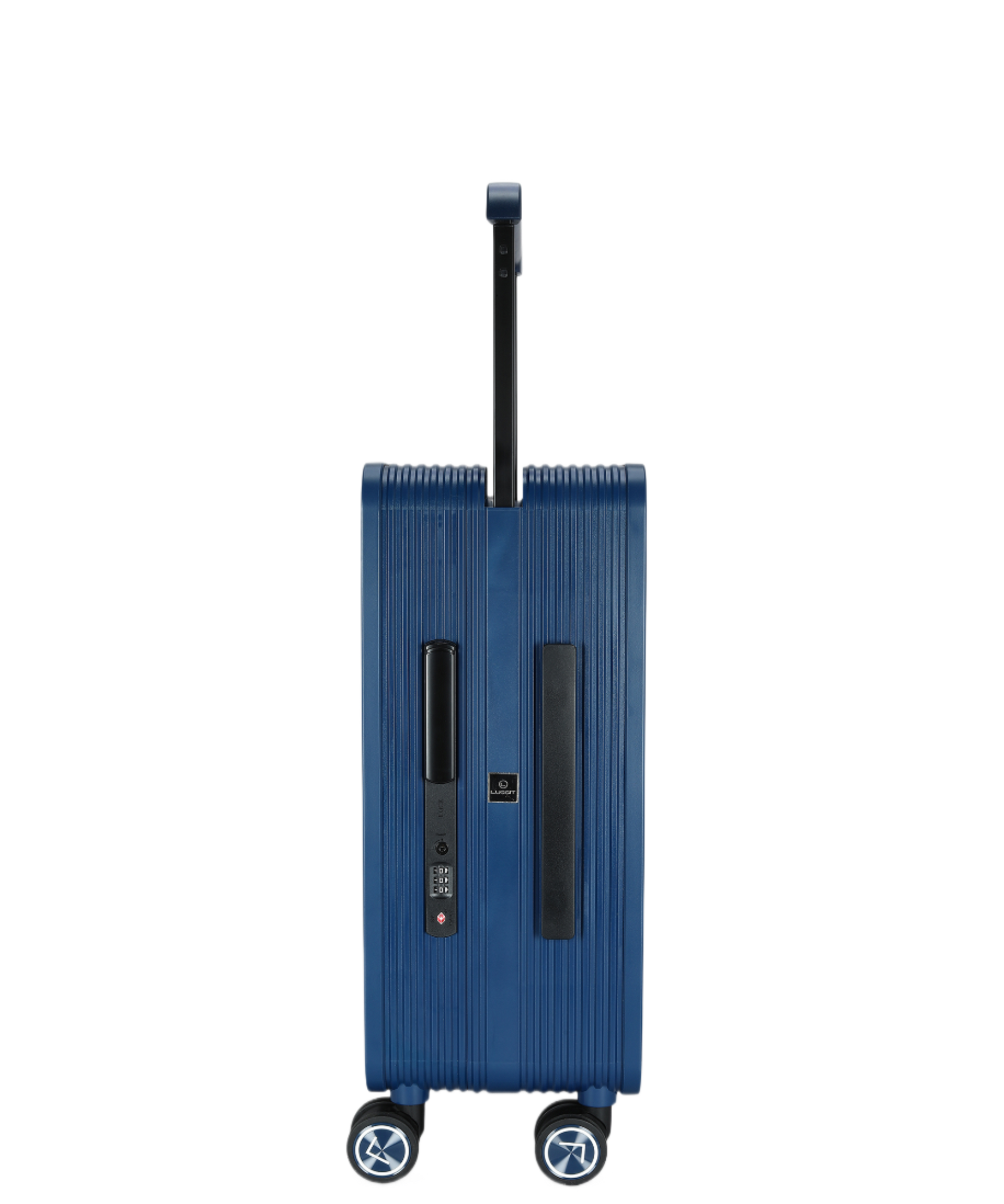 Blue suitcase with wheels luggit